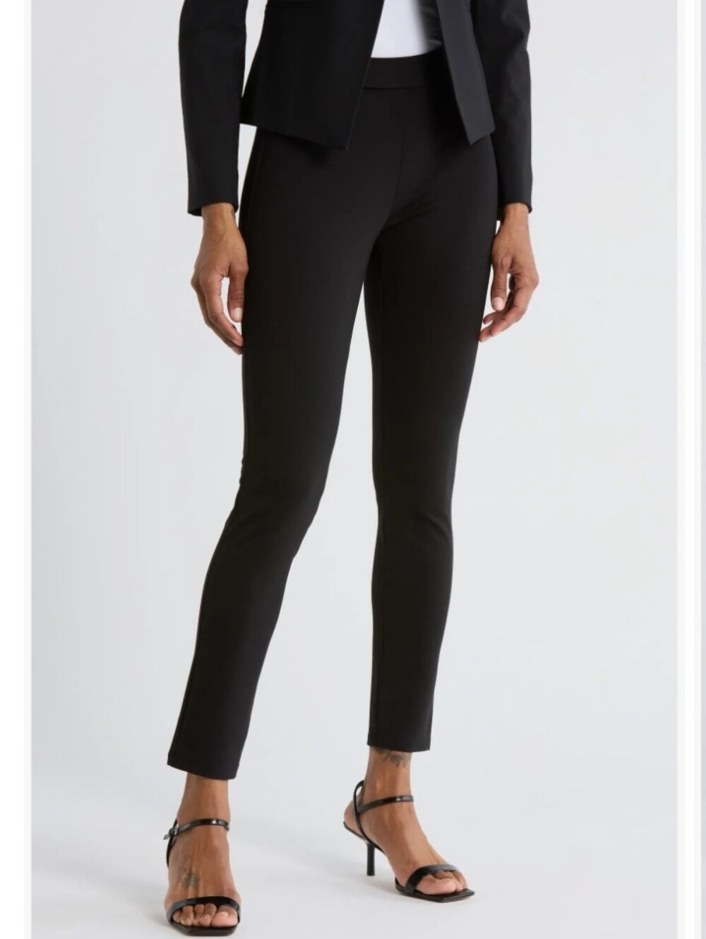 Theory Black Classic High Waist Pull-on Stretch Ponte Knit Ankle Dress Pants 4